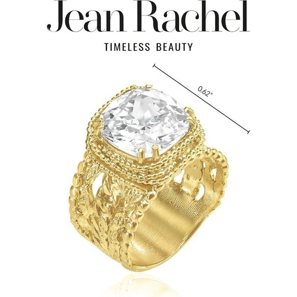 Women's  Gold Over Sterling Silver Statement Zirconia Granule Multi Strand Ring - Picture 6 of 8